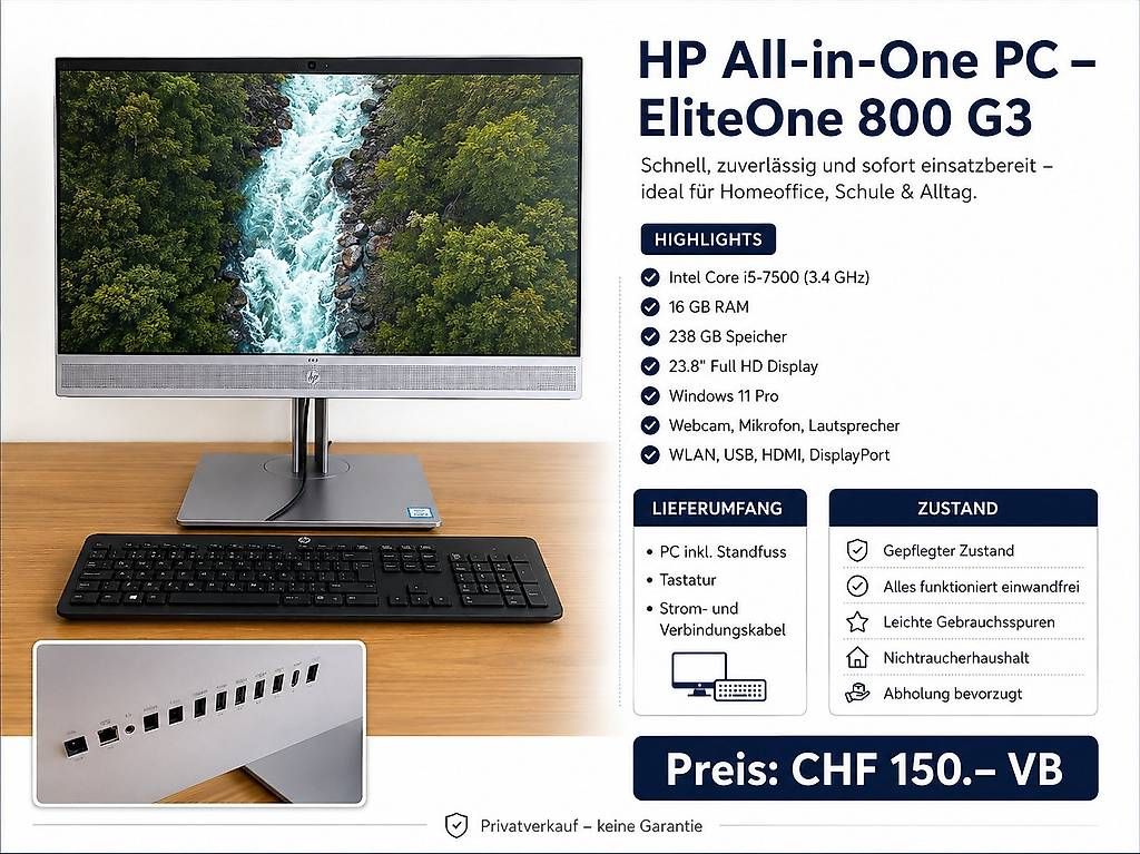 Hewlett Packard PC: HP All-in-One PC  EliteOne 800 G3 – Usato da Eclépens venduto da L49