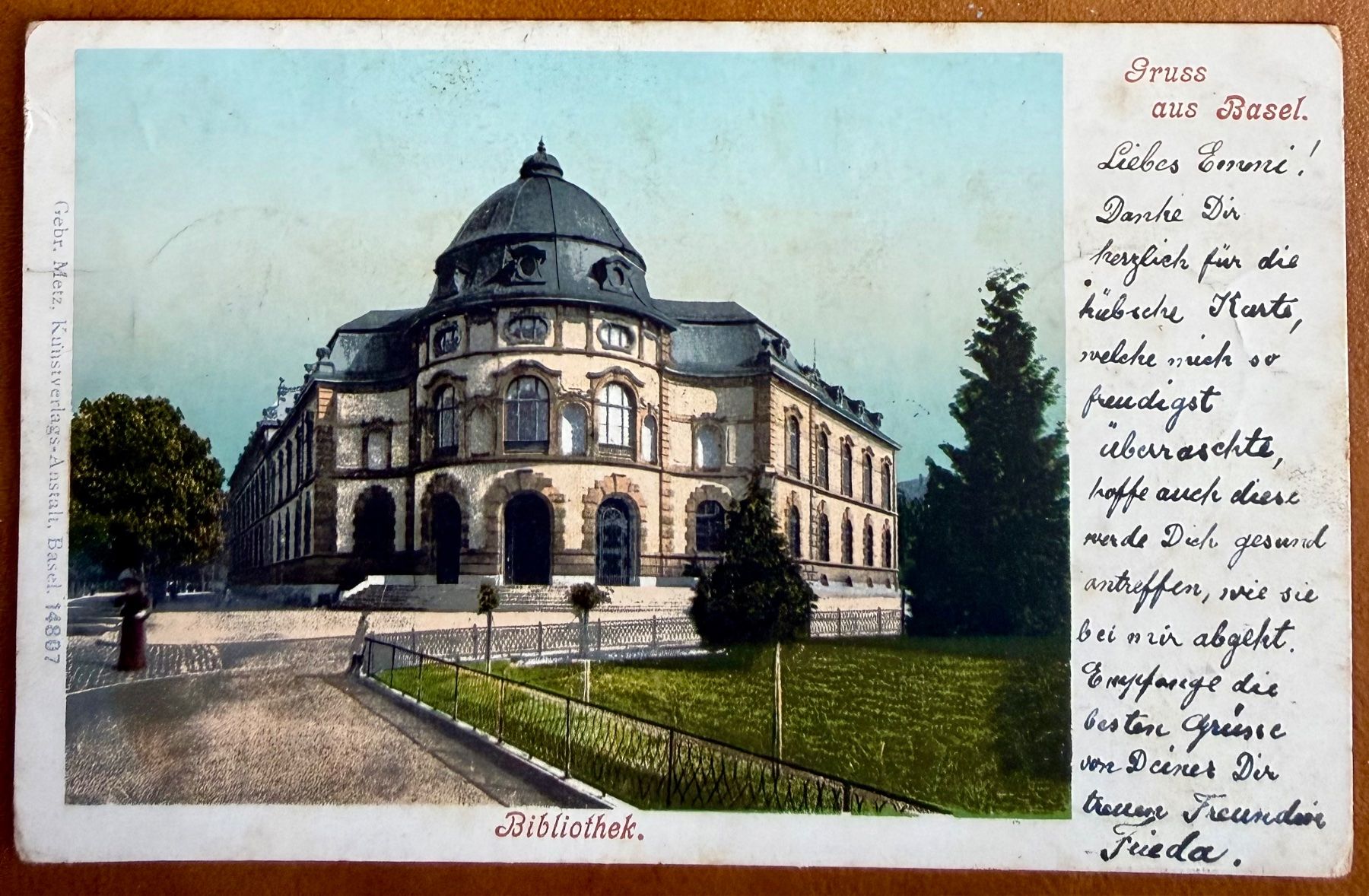 Cartoline postali: Basel - Gruss aus Basel - Bibliothek  1899 – Usato da Lutry venduto da Ediego