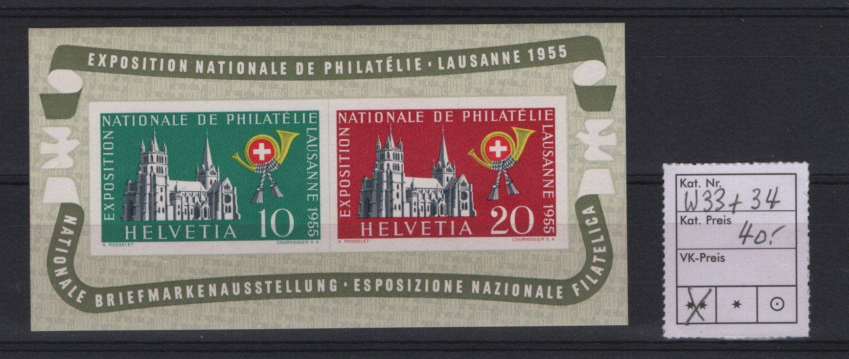 Tutti i francobolli: 2 Blöcke  1xLunaba 1951 1x Lausanne Ausschnitt Postf. – Nuovo (secondo la descrizione) da Gordola venduto da tist 1