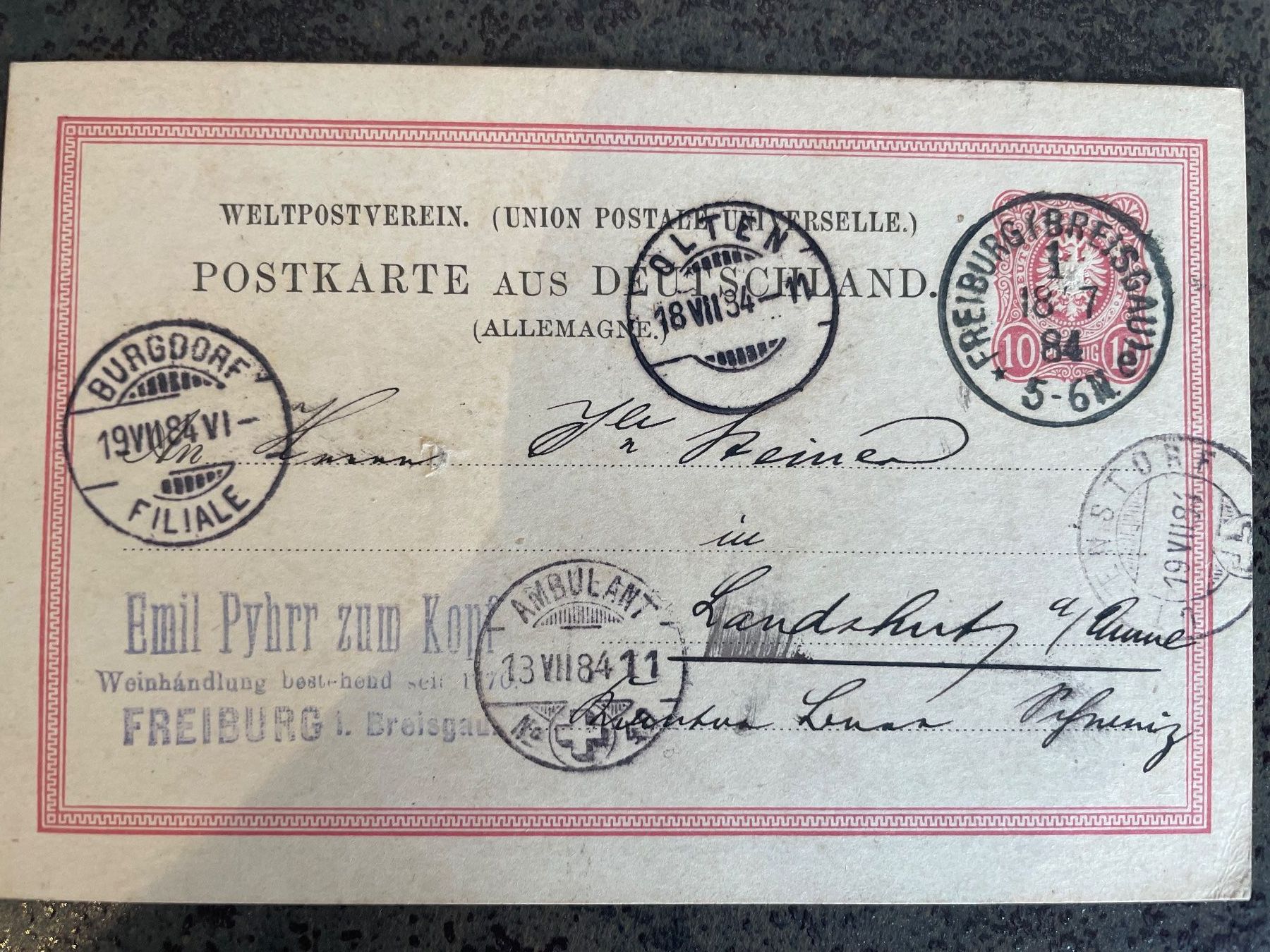 Tutti i francobolli: 36POSTKARTEN, Einzigartige Korrespondenz 1882-1884/1892/1898 – Usato da Bronschhofen venduto da Ratz