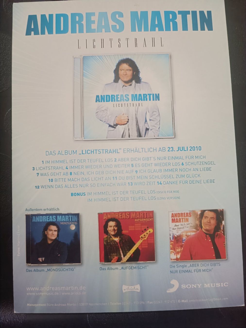 Autogramme: Andreas Martin - Handsignierte Autogrammkarte – Gebraucht aus Menziken von Artographs 1