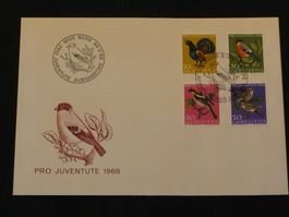Pro Juventute FDC 1968 Nr. 224 - 227 Einheimische Vögel