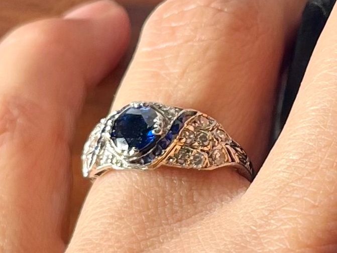 Anelli: 3754_ Art-Deco Ring mit Saphire – Usato da Bern venduto da simoneheim 1