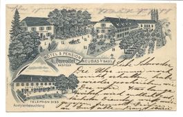Hôtel & Pension Neubad bei Basel - rare Vorläufer-Litho 1902