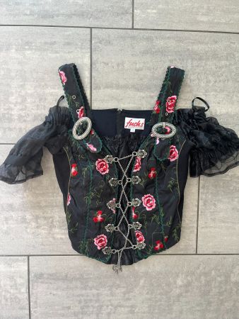 FUCHS Dirndl Bluse Schwarz/Rosen