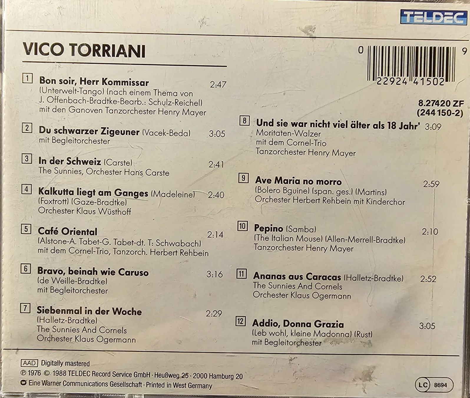 CD: Vico Torriani - Vico Torriani – Usato da Wahlen b. Laufen venduto da Cg10 1