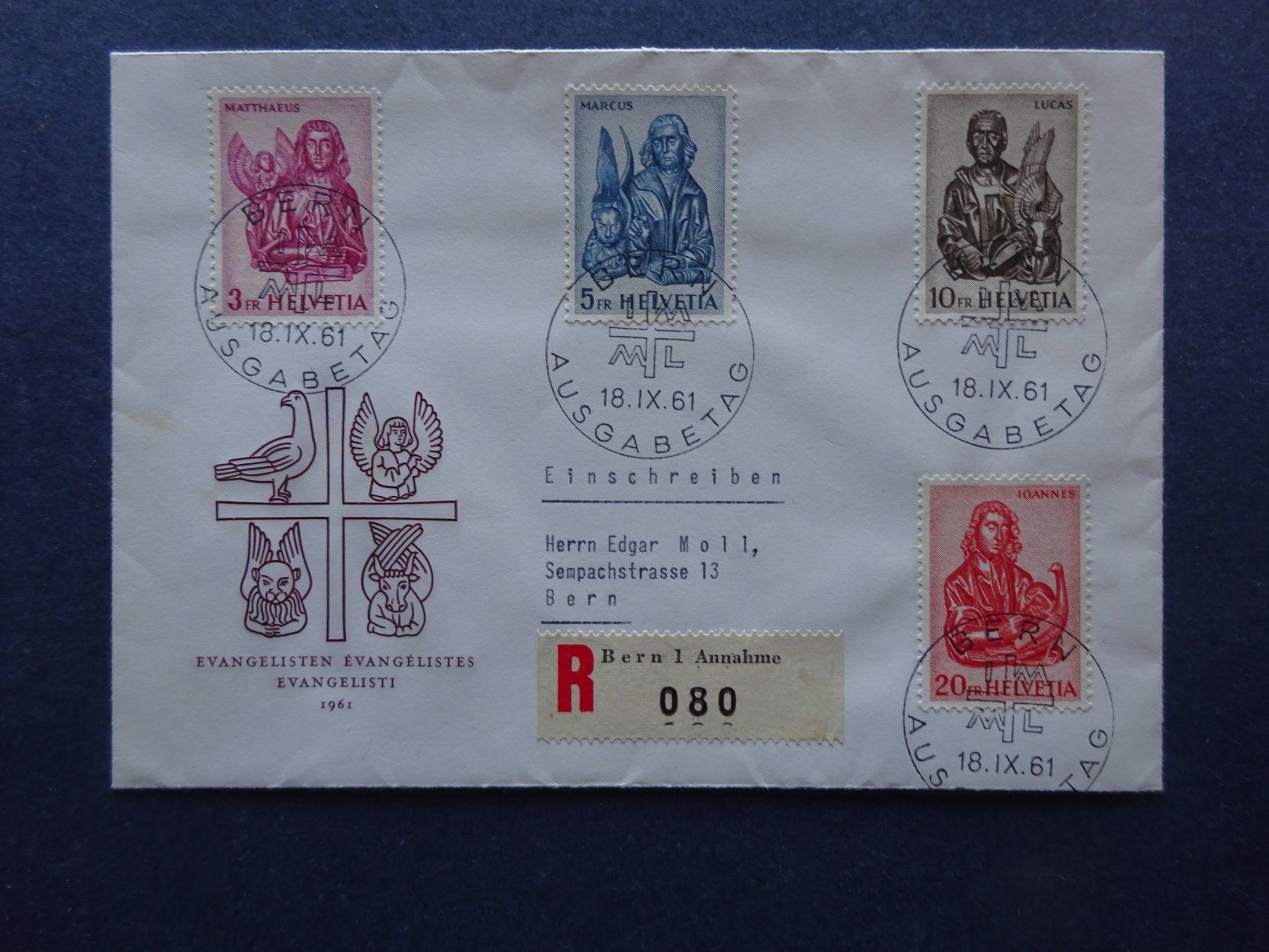 Tutti i francobolli: 1961 Z-Nr. 381 - 384 FDC – Usato da Appenzell-Steinegg venduto da adi1975 1
