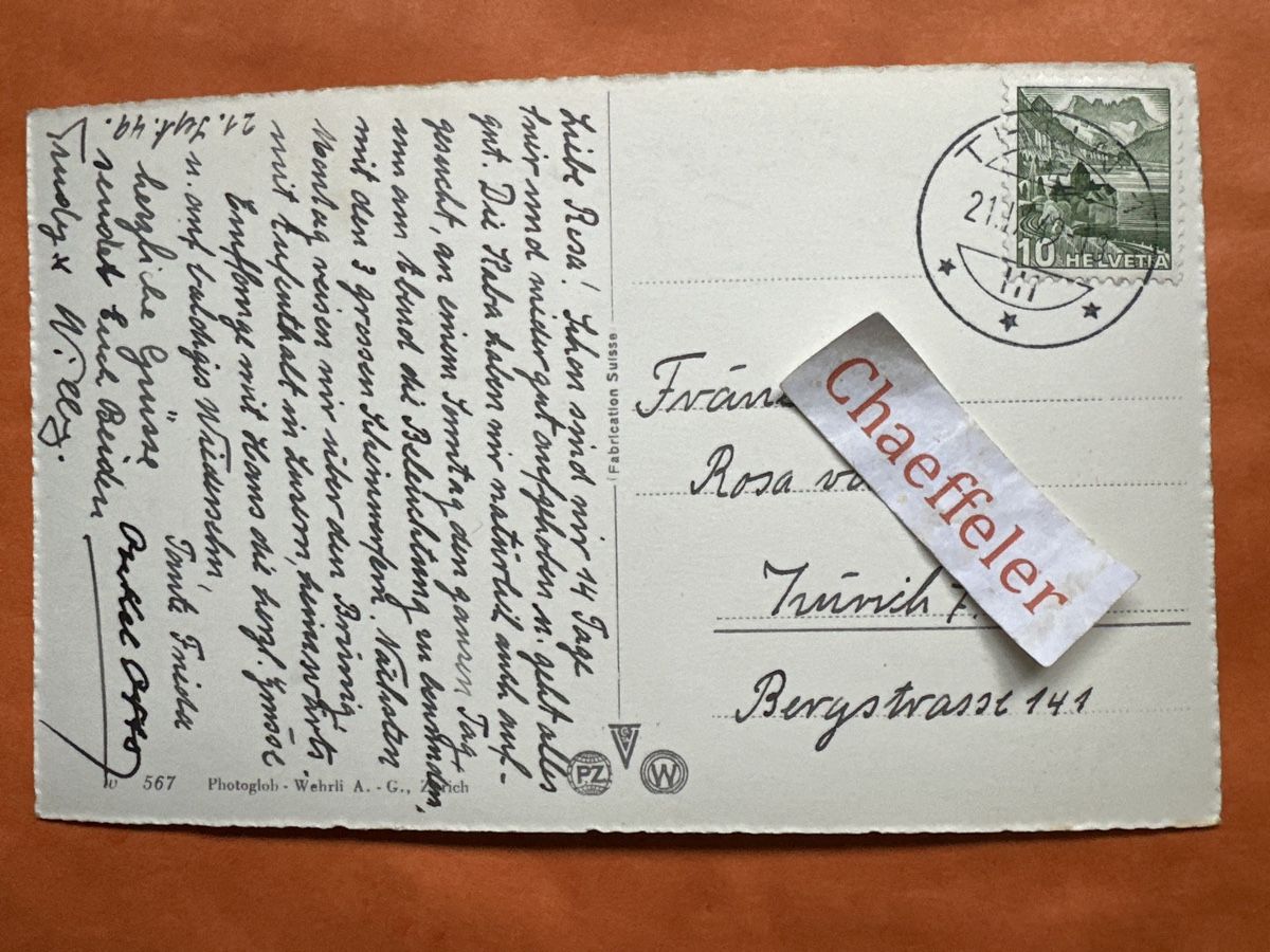 Ansichtskarten: 1949 Thun mit Stockhornkette – Gebraucht aus Zürich von Chaeffeler 1
