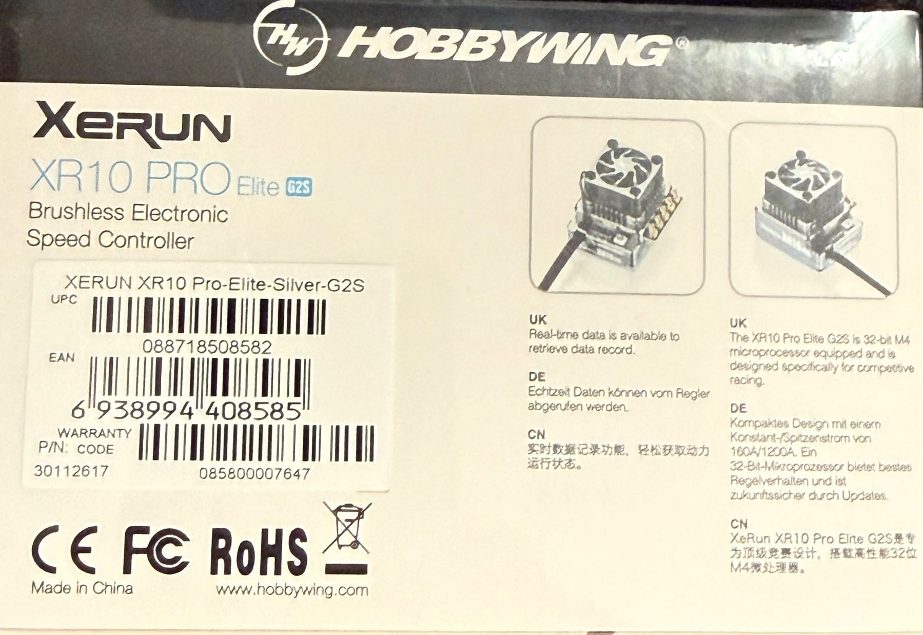Hobbywing Modellismo RC: VARIATEUR HOBBYWING XR10 PRO ÉLITE G2S – Nuovo e nell'imballaggio originale da Yverdon-les-Bains venduto da Fijo-rc 1