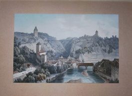 Fribourg altkolorierte Lithographie um 1850