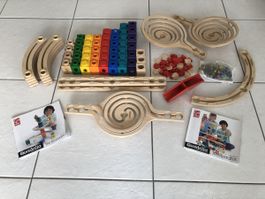 Hape Quadrilla Holz-Kugelbahn (mehrere Sets plus Zubehör)