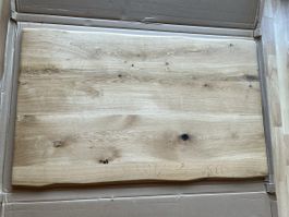 Tischplatte Eiche Massiv 130x80x2.5cm mit Baumkante