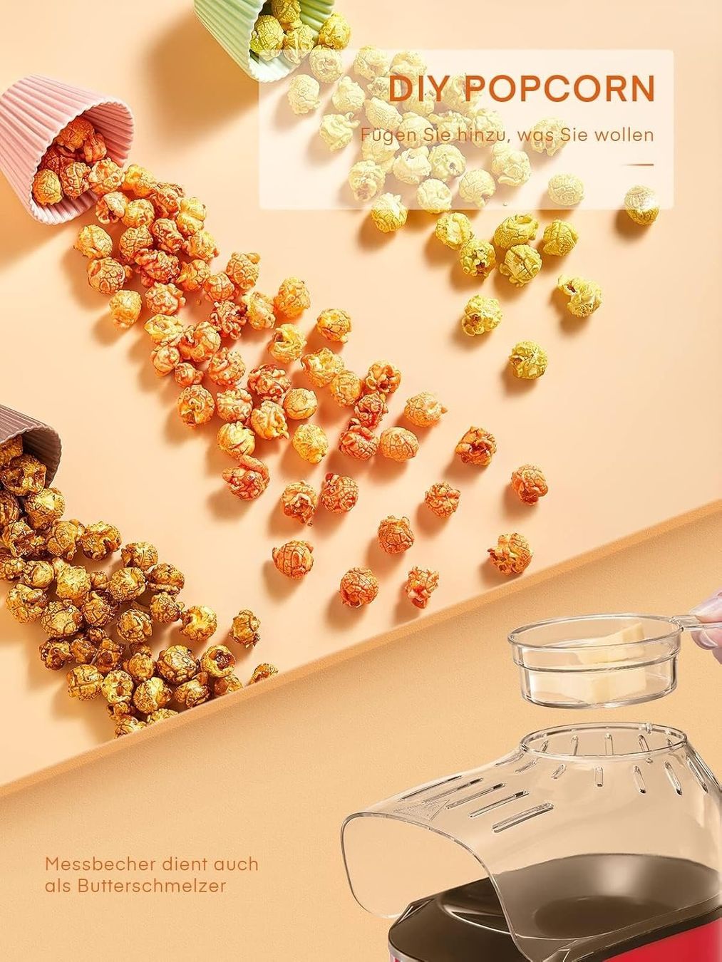 Elettrodomestici da cucina: Popcornmaschine Heissluft 1400W 4L Popcorn Maker Rot – Nuovo e nell'imballaggio originale da Wittenbach venduto da VELARO 2