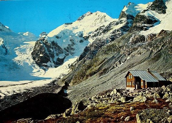 Cartoline postali: PONTRESINA Bovalhütte mit Biancograt – Usato da Jona venduto da philajona