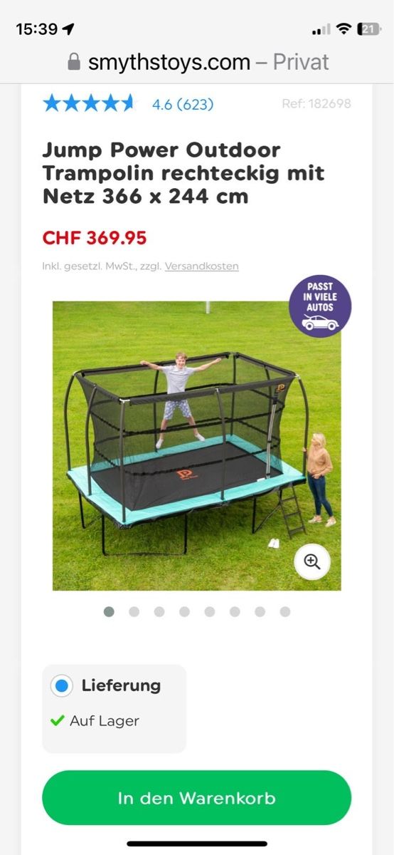 Trampolini: Trampolin rechteckig 1 Saison gebraucht  – Usato da Boningen venduto da surfdaddy