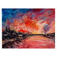 Red Blue Basel Sky 25x30cm
