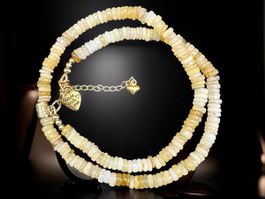 Unikat 💎 Halskette Opal, 24K vergoldete Elemente - Neu