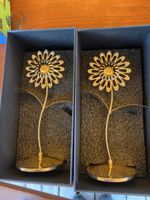 2er Set edle Blumen Deko Schmucksteine Gold Optik neuwertig