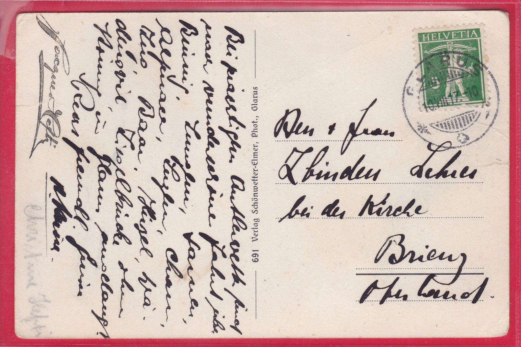 Ansichtskarten: PARTIE AM LÖNTSCH, 10.8.1917 – Gebraucht aus Oberrieden von Gebirgsstelze 1