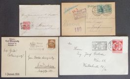DEUTSCHES REICH: 4 Poststücke aus 1883–1940