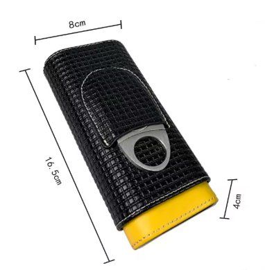 Sonstige Tabakwaren: Neue Zigarrenröhre mit 3 Fächern, Zigarrenetui/Gelb/Schwarz – Neu und originalverpackt aus Wängi von elcigarro