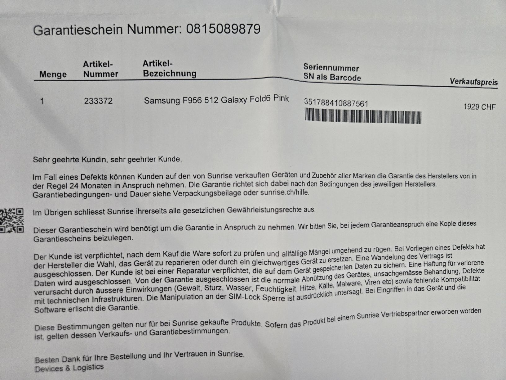 Samsung Telefoni cellulari / Smartphones: Samsung Galaxy Fold 6 – Usato da Regensdorf venduto da Ich_und_Du-Y.S 3