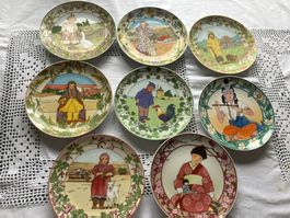 8 Assiettes murales décoratives enfants du monde