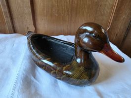 feine Keramik Ente als Dose Schale - sehr schöne Ente