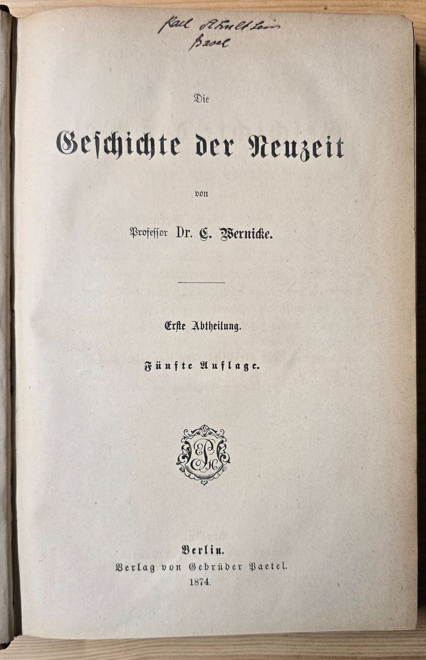 Libri: Wernicke geschichte der neuzeit 1874 – Usato da Genève venduto da Alexd8 1