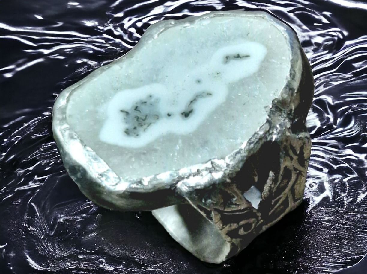 Anelli: Statement-Ring, Silber & Dendritenachat, Grösse 55 – Nuovo e nell'imballaggio originale da Aarau venduto da Schmuckhoehle_MD 2