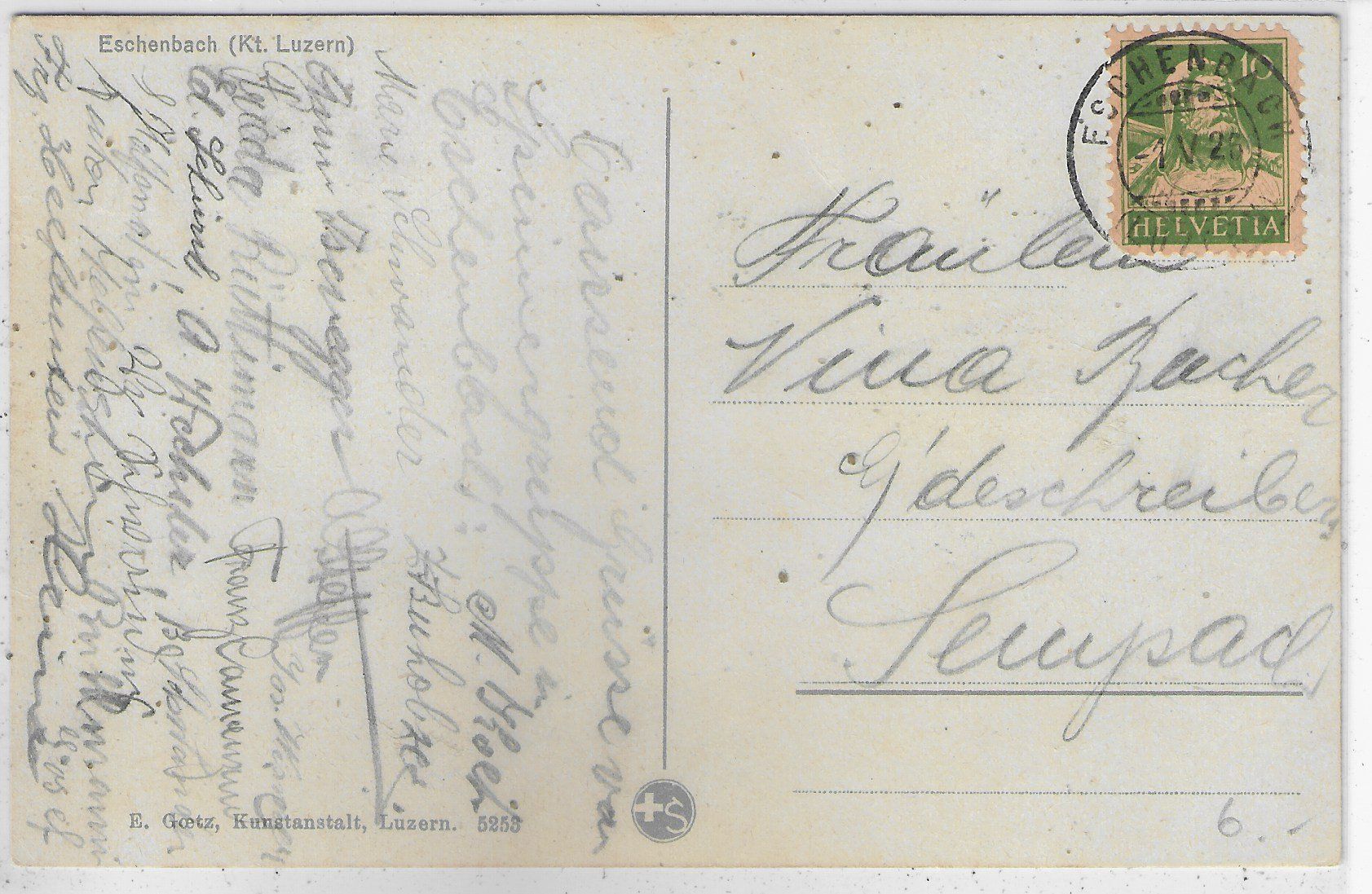 Cartoline postali: Eschenbach LU - Generalansicht - Litho – Usato da Ettingen venduto da Kartenplanet 1