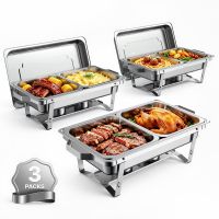 Chafing Dish 3er-Set je 8,52 L Edelstahl Warmhaltebehälter