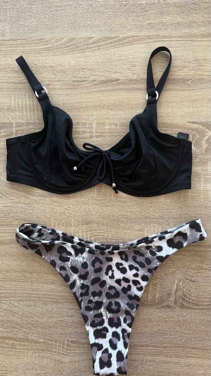 Costumi da bagno & Bikini: Bikini Set Black/Leopard Print Size 85D/L – Usato da Winterthur venduto da -BeHappy24- 1
