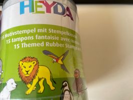 NEU 15 Holz Motivstempel Tiere von Heyda mit Stempelkissen