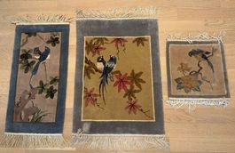 Exklusive Seidenteppiche mit Vogelmotiv – 3-teiliges Set