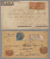 1887/88,  2 BRIEFE NACH BRASILIEN, SELTENE DESTINATION