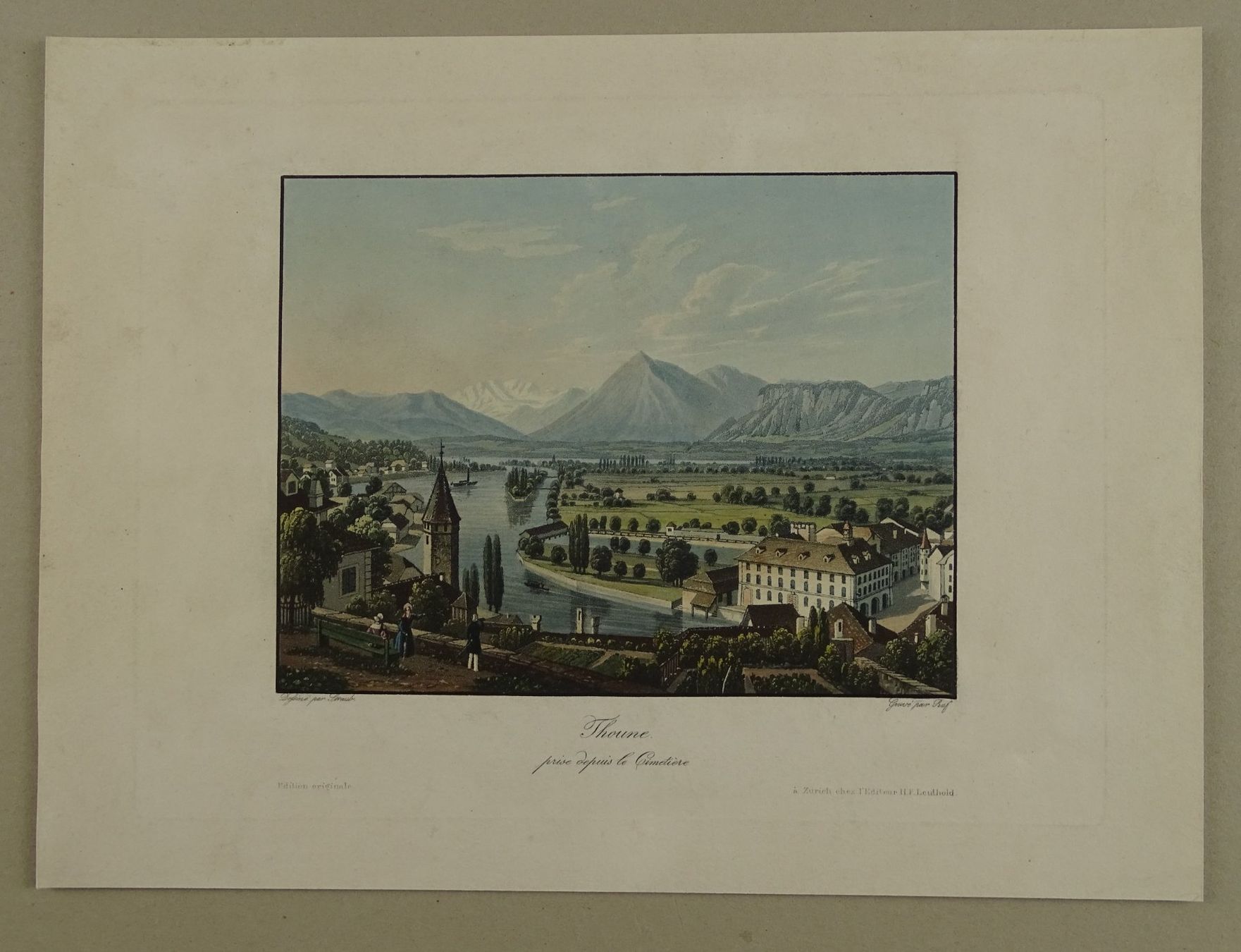 Incisioni: THUN, AQUATINTA UM 1840 – Usato da Grüningen venduto da Kartensammler 1