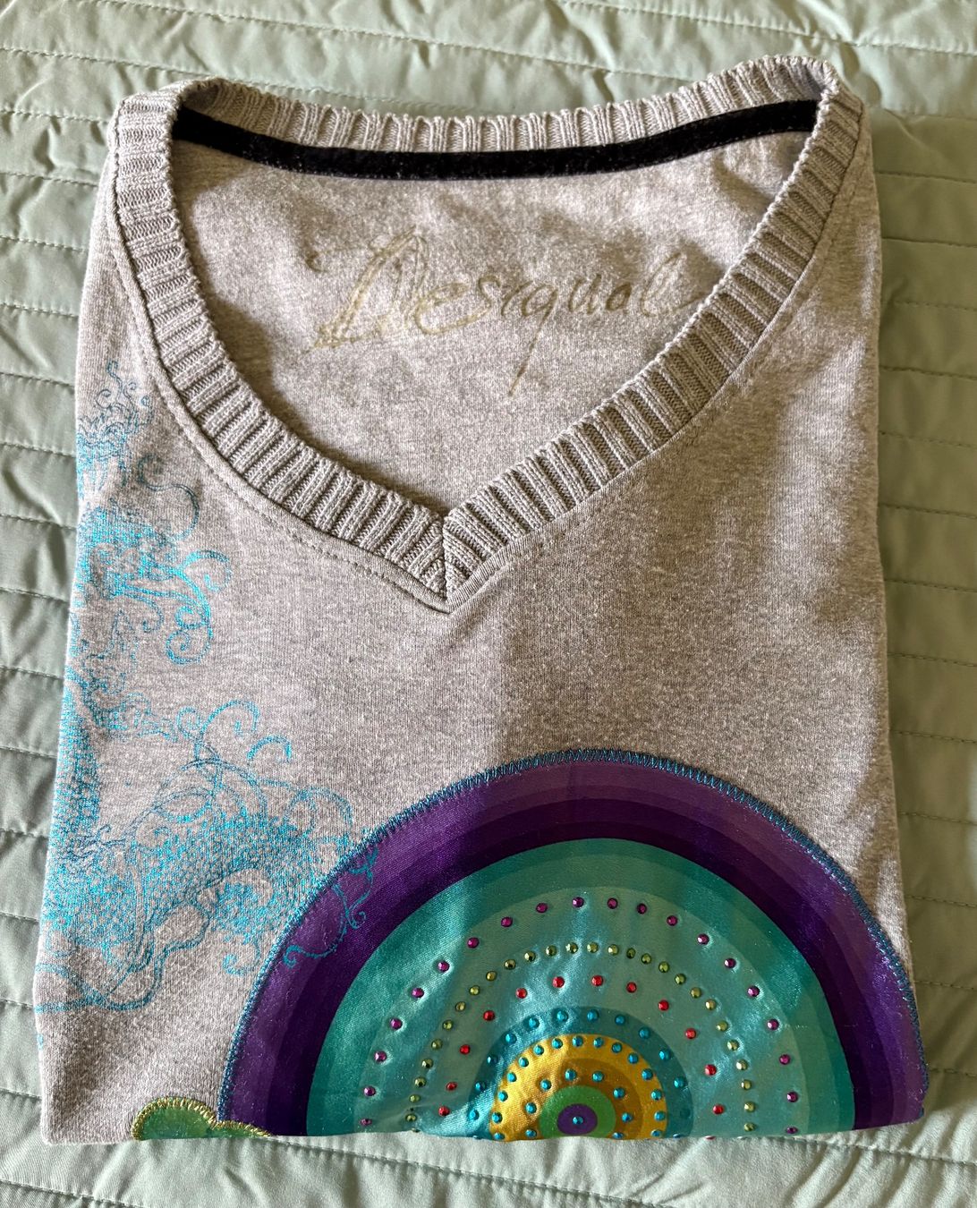 Desigual Maglioni & Felpe: Desigual Pullover/multicolor, XL, grau/ Mandalas, Arm Strick – Usato da Rikon im Tösstal venduto da miarosen 7