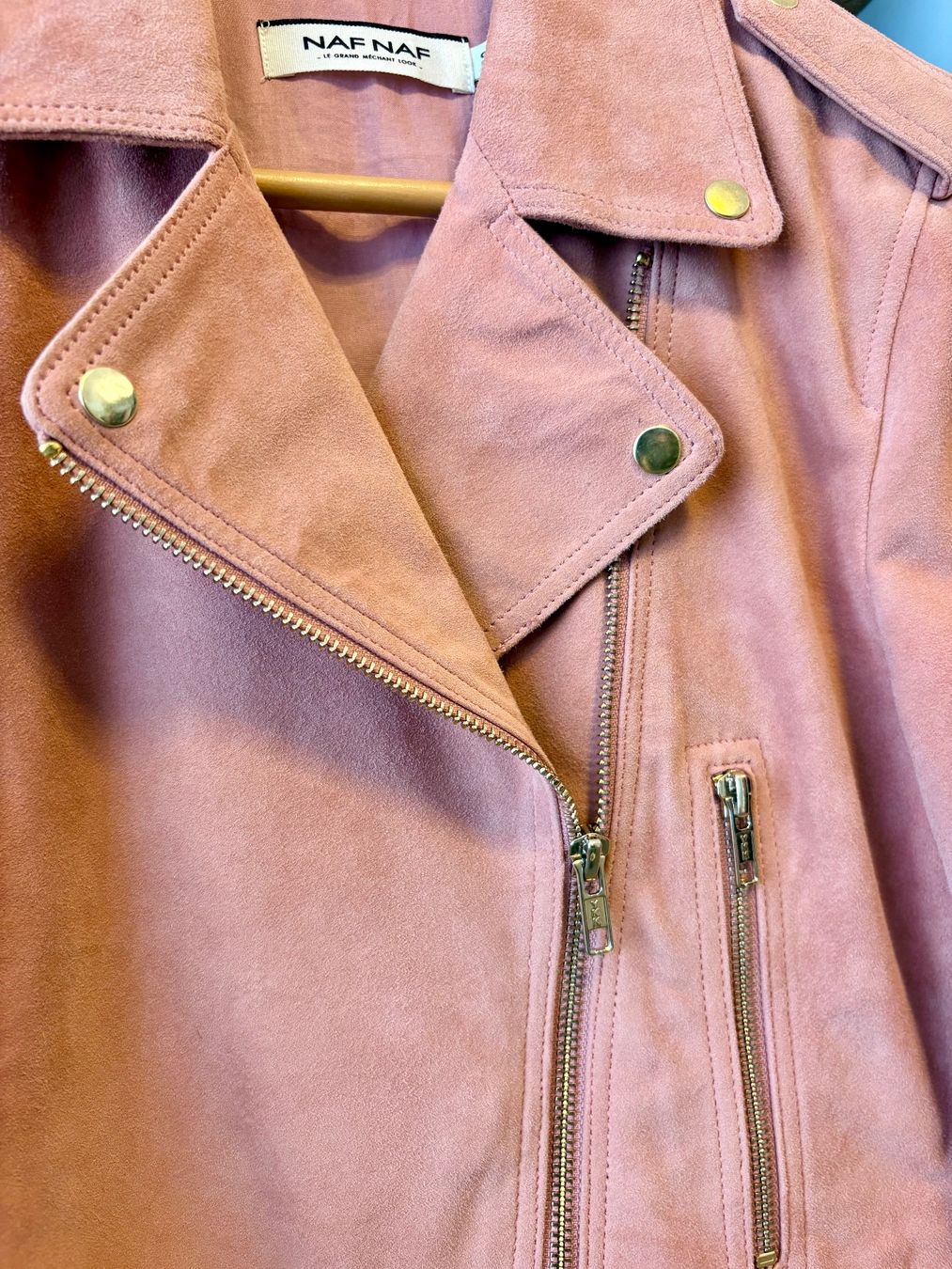 Nafnaf Giacche: Naf Naf - Perfecto en daim rose - 38 – Usato da Rolle venduto da elisolle 3
