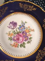 assiette, 25 cm.Vintage MZ Unterglasur Kobalt Czechoslovakia