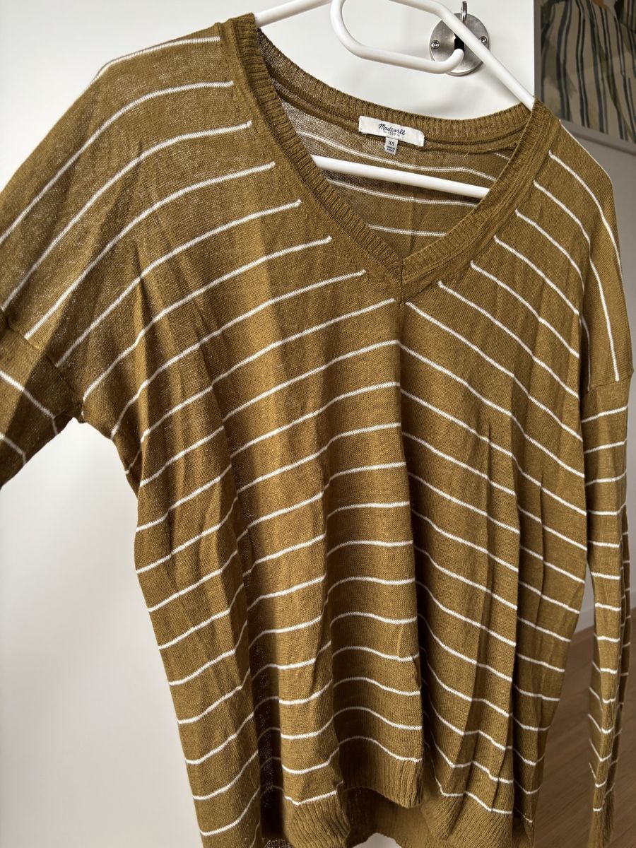 Pullover & Sweatshirts: Pullover Leinen Oliv gestreift von Madewell – Gebraucht aus Winkel von Zimtguetzli 4