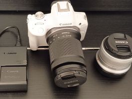 Canon EOS Kamera weiss mit zwei Kit Objektiven gebraucht