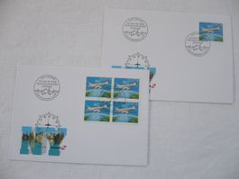 1997 2 FDC 50 J. Nordatlantikflüge Einzel & 4er-Bl. SBK 918