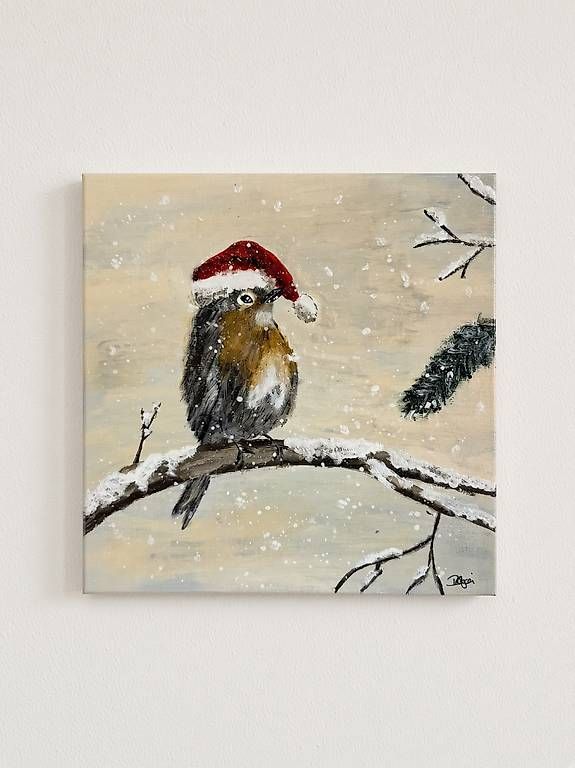 Gemälde: Acrylbild: Der kleine Weihnachtsbote – Neu (gemäss Beschreibung) aus Safenwil von car_nlh6 1