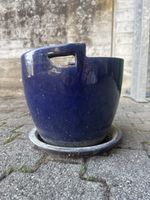 Blumentopf Keramik blau mit Untersetzer guter Zustand 40 Zei