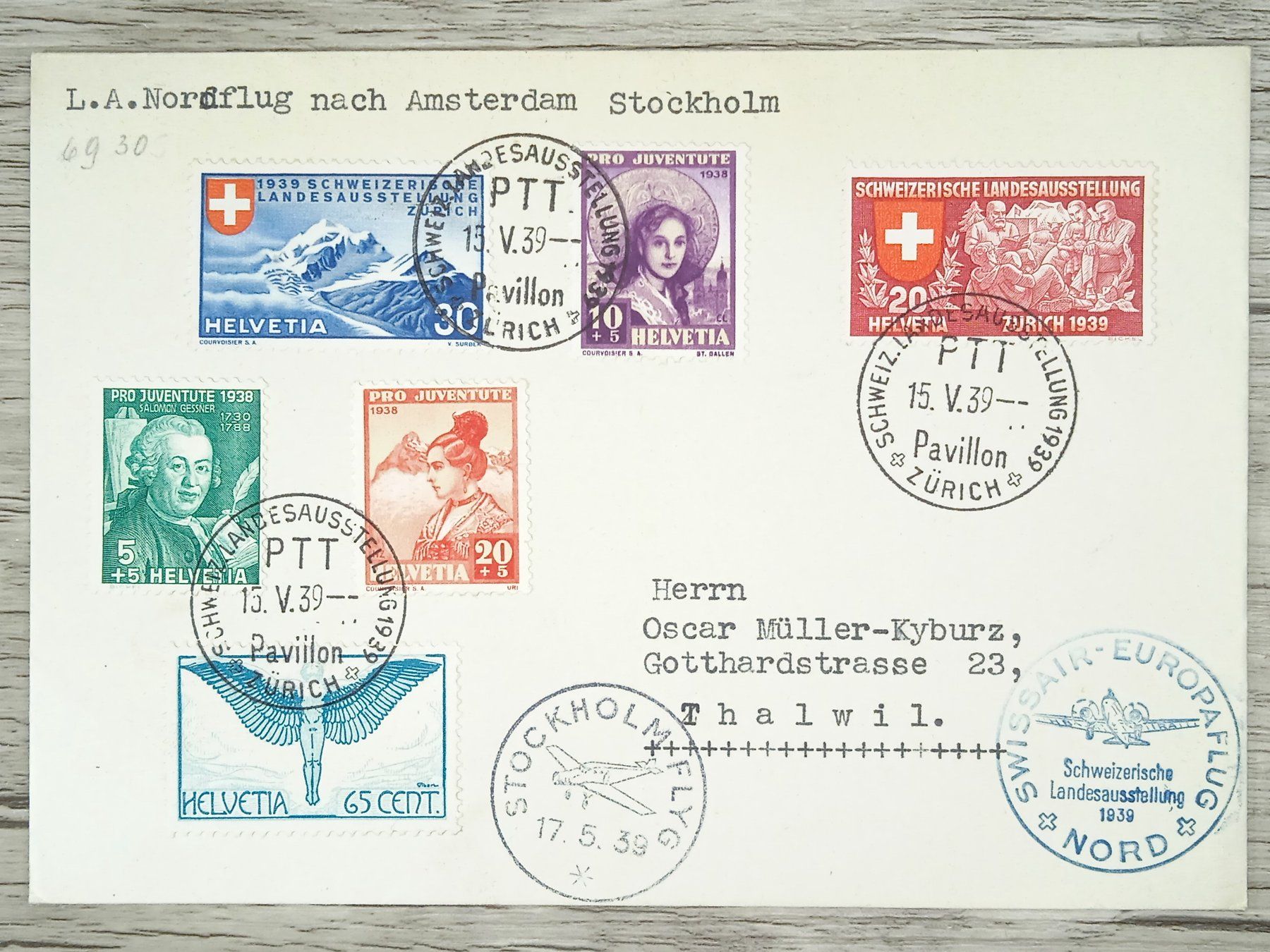 Tutti i francobolli: TR15 Enveloppe + Timbre Suisse 1939 – Usato da Cousset venduto da Patrick_Collections