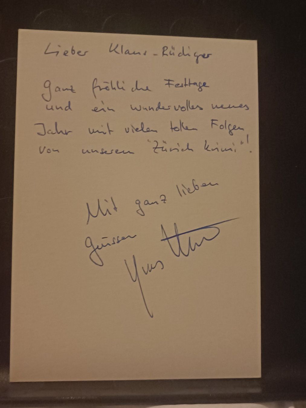 Autografi: Yves Wüthrich - handsigniert & handgeschriebene Mitteilung – Usato da Menziken venduto da Artographs 1