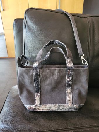 Sac cabas taupe à paillettes, style Vanessa Bruno