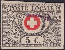 Waadt 5 (Nr.10) Fälschung: CHAMPION (1888) +Facsimile violet