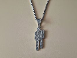 Collier Billie Eilish - Métal Argenté et Strass avec Chaîne